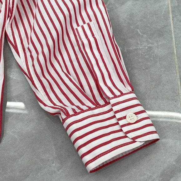 Women's Liz Claiborne Lizsport Button Down Cotton Long Sleeve Striped Shirt - Picture 13 of 16